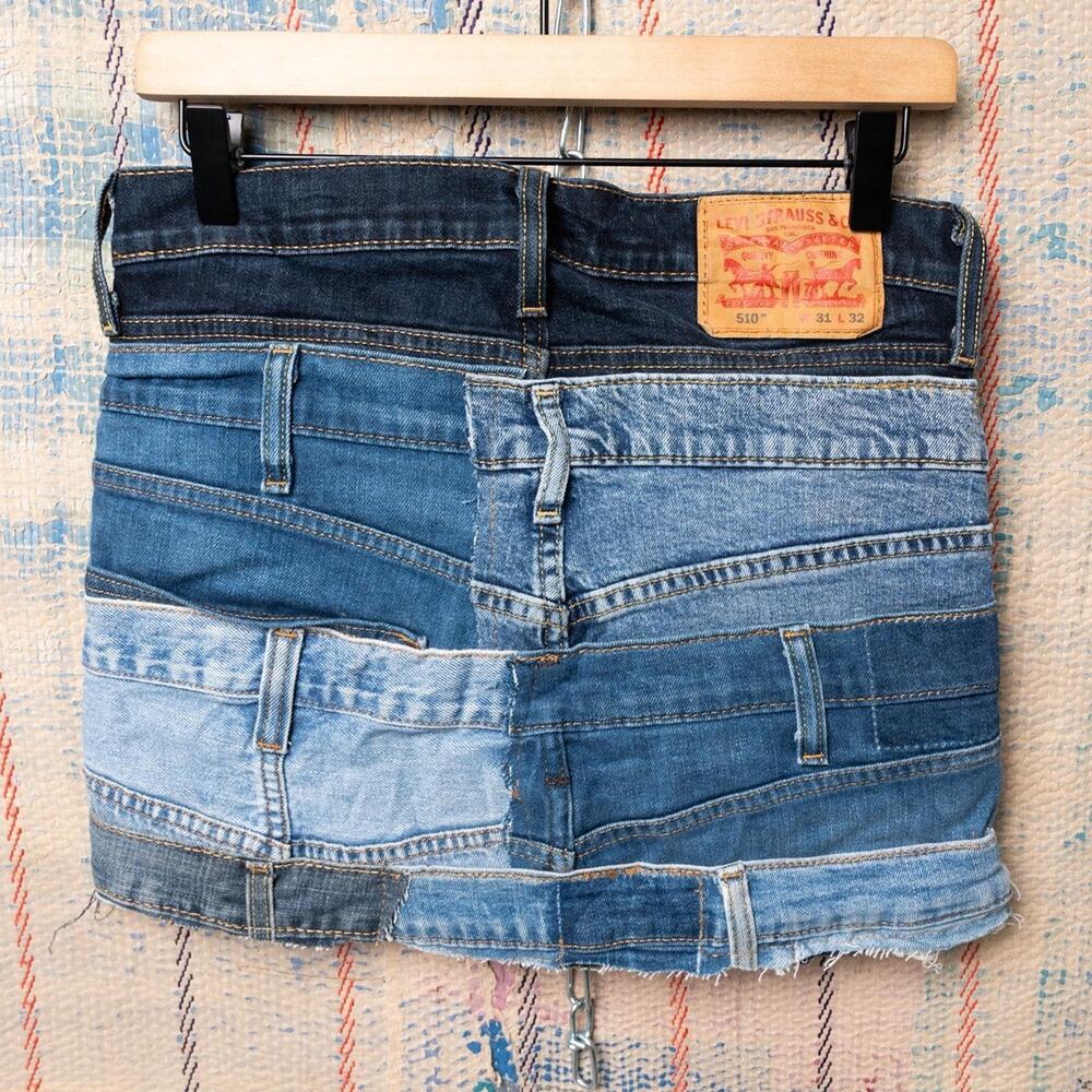 Custom upcycled patchwork mini skirt - image 2